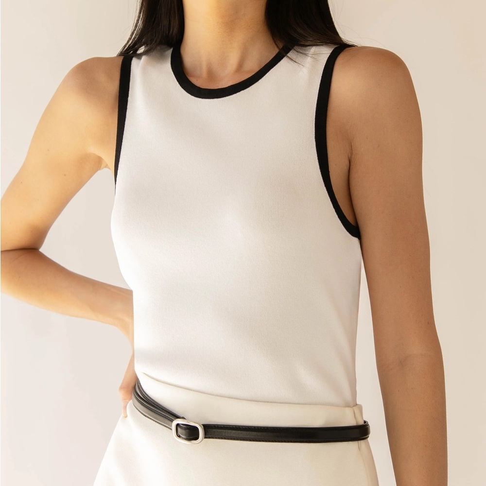 OAK + FORT Contrast Trim Racer Back Tank Top